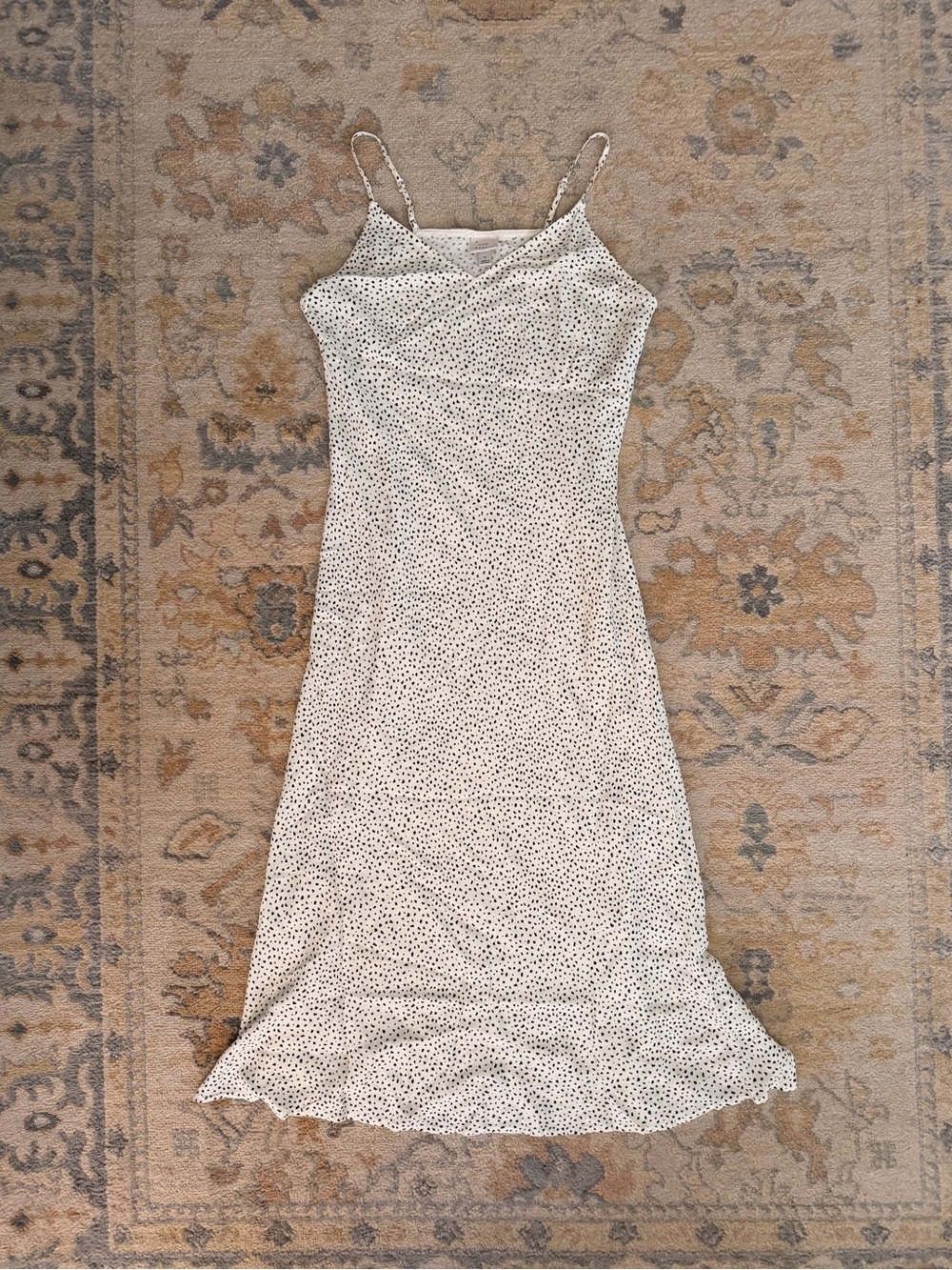 A New Day Cream And Black Polka Dot Maxi Dress With Side Slit Size S #spring